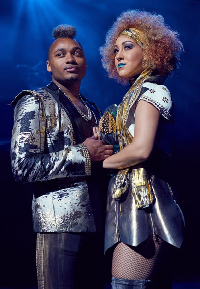 Scene from Bat Out Of Hell The Musical : Jagwire (Dom Hartley-Harris) and Zahara (Danielle Steers)