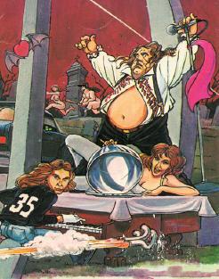 cartoon of Jim Steinman, Meat Loaf and Karla DeVito