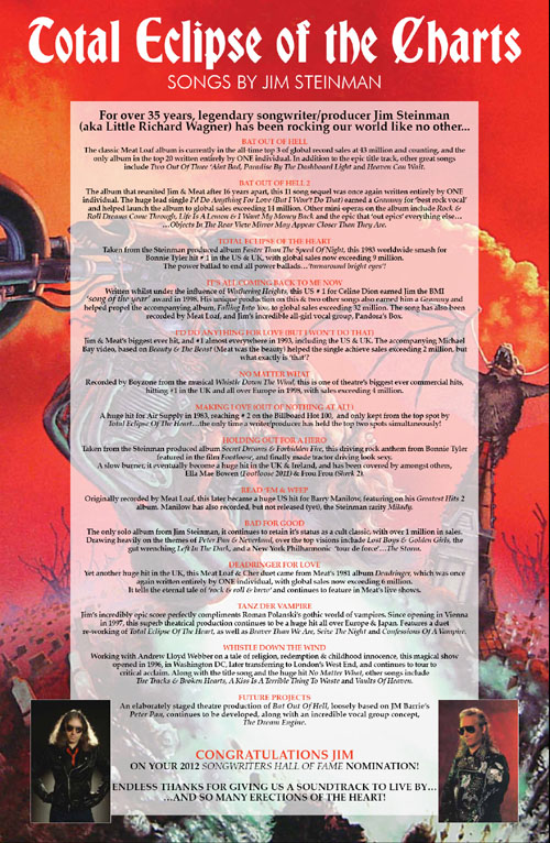 Congratulations Jim on your 2012 Songwriters Hall Of Fame Nomination!